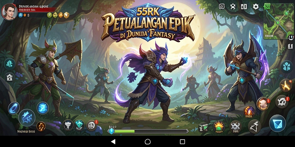 Screenshot gameplay 55RK menampilkan pertarungan yang intens dan karakter yang menakjubkan.