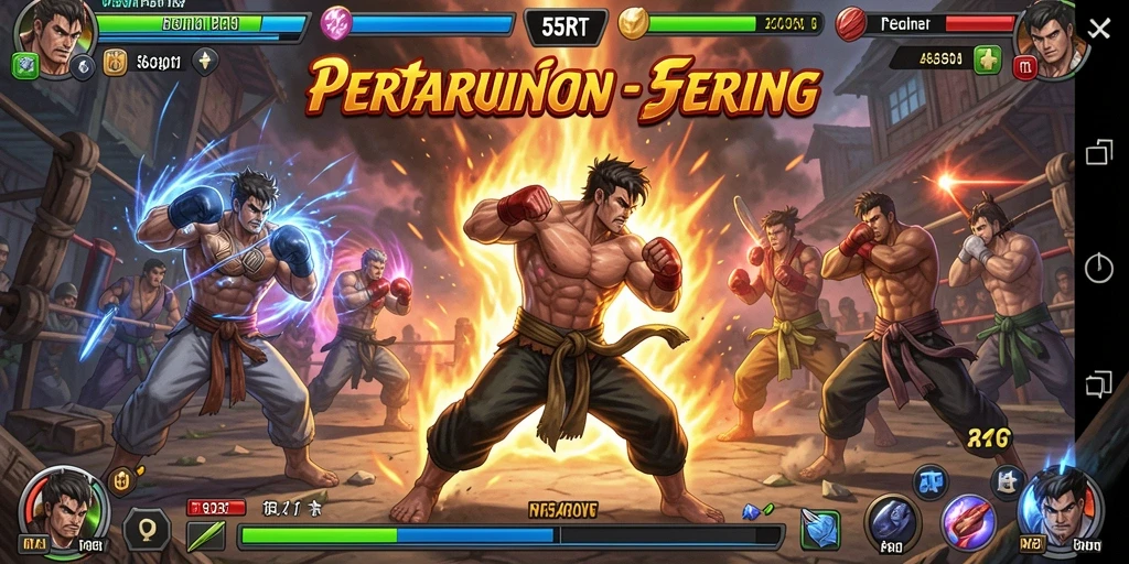 Gameplay <strong>55RT</strong> menampilkan pertarungan yang mendebarkan dan karakter-karakter menawan.