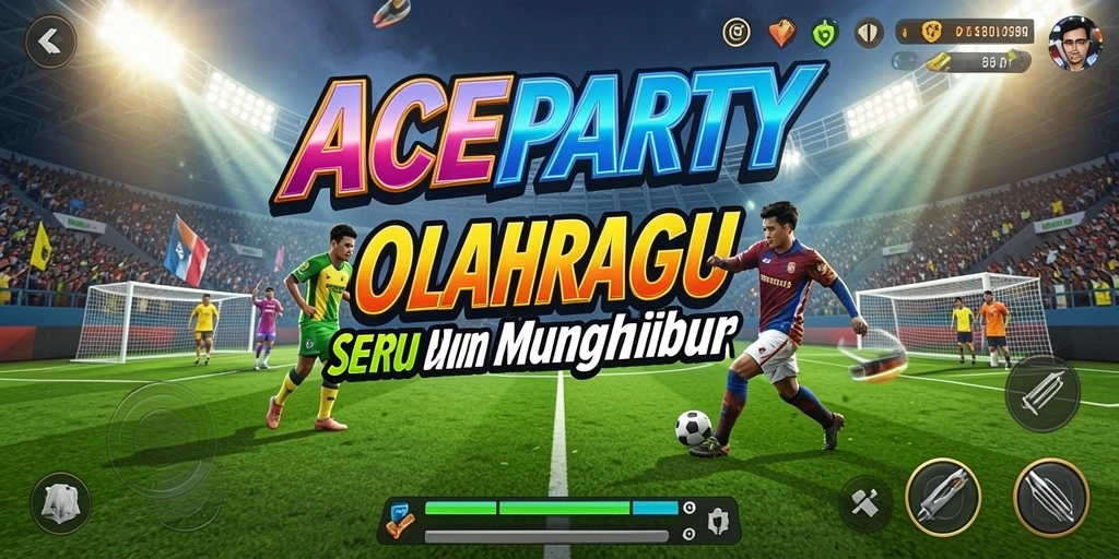 Screenshot ACEPARTY menampilkan aksi pertandingan olahraga yang menegangkan.