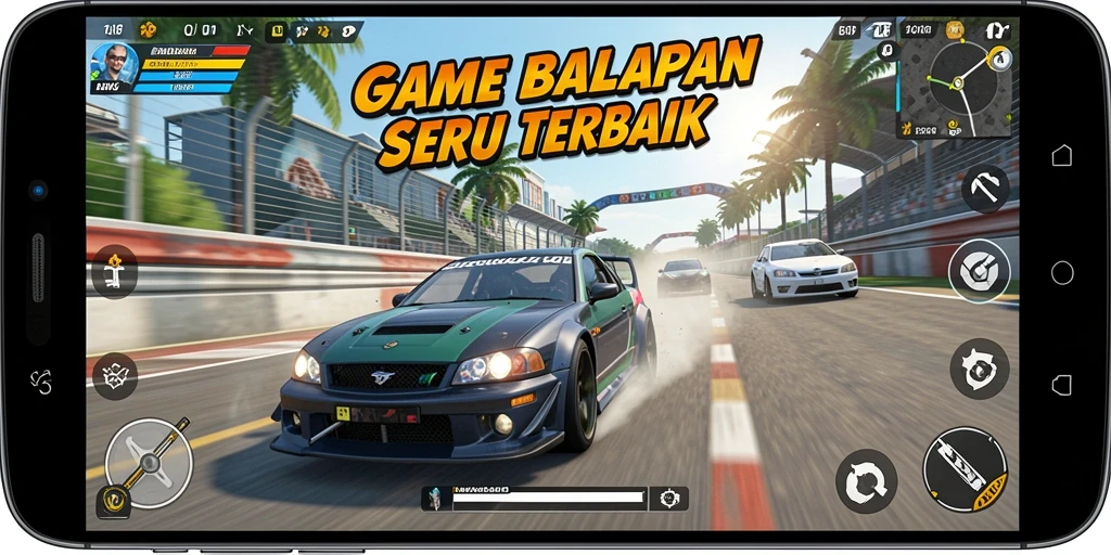 Gambaran gameplay seru dalam balapan menggunakan BONUSRP.