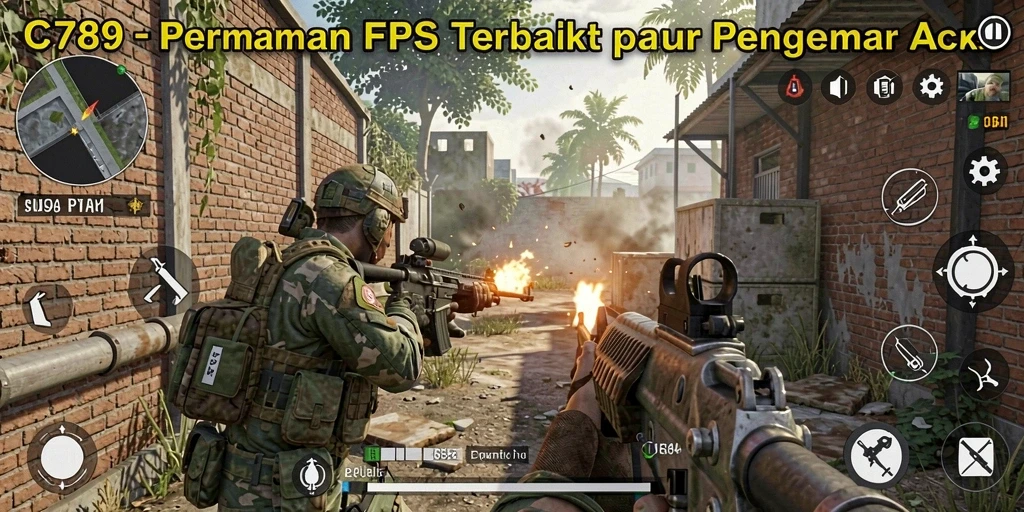 Gameplay intens C789 dengan aksi menembak yang mendebarkan.