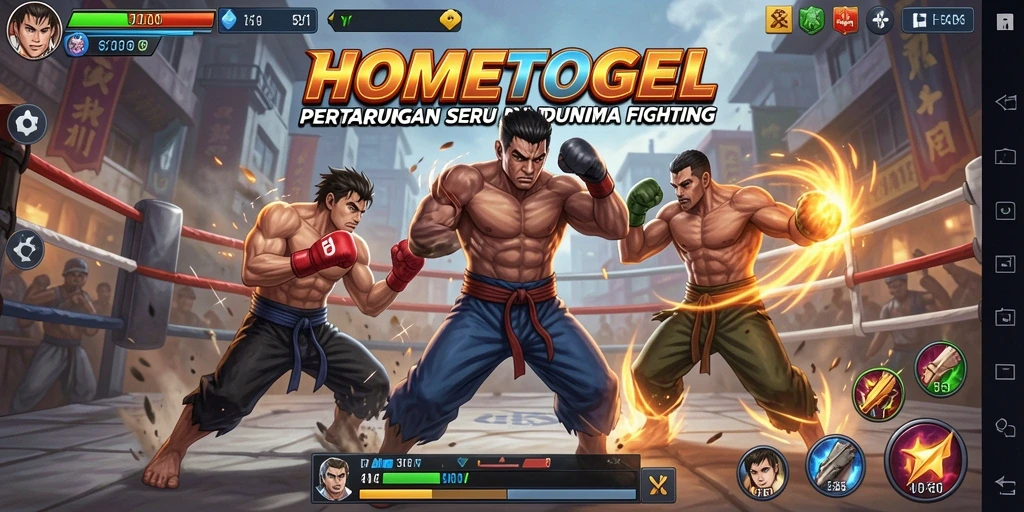 Screenshot gameplay HOMETOGEL dengan pertarungan seru.