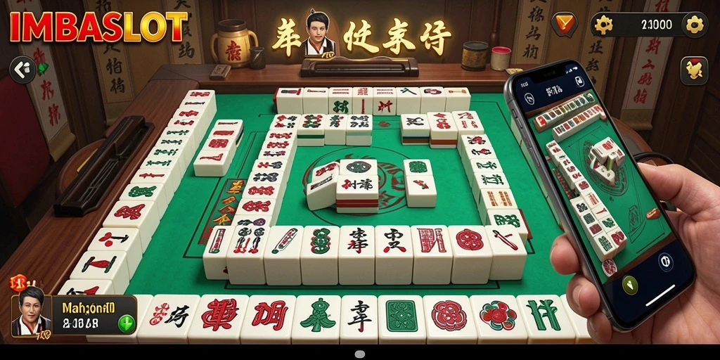 Tampilkan gameplay seru dari IMBASLOT dengan ubin Mahjong yang berwarna-warni.