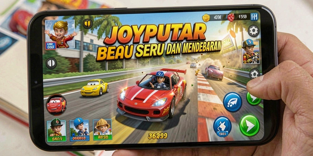 Tampilan seru balapan di JOYPUTAR dengan grafis menawan.
