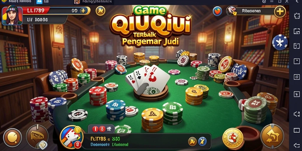 Tampilan utama gameplay QiuQiu dengan pemain bertanding.