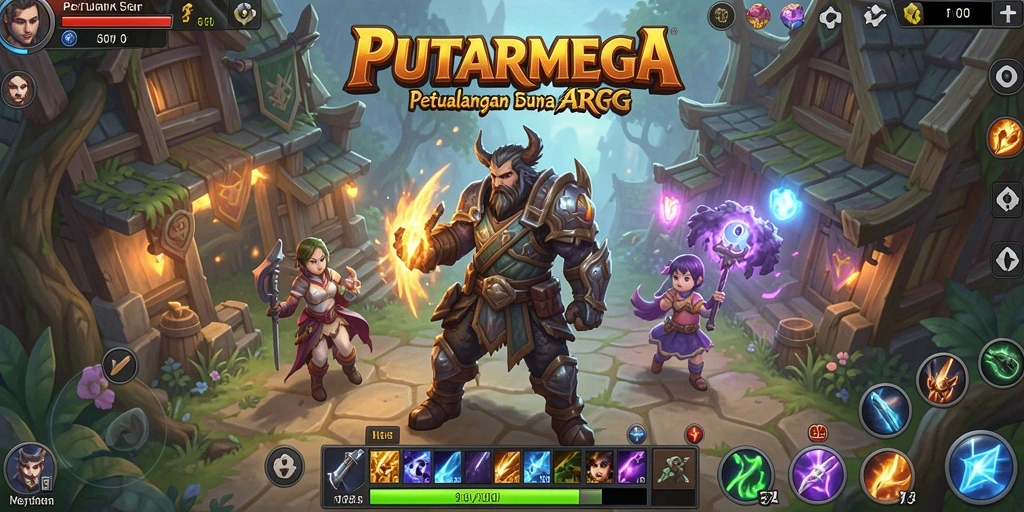Tangkapan layar PUTARMEGA menampilkan pertarungan epik dalam dunia ARPG.