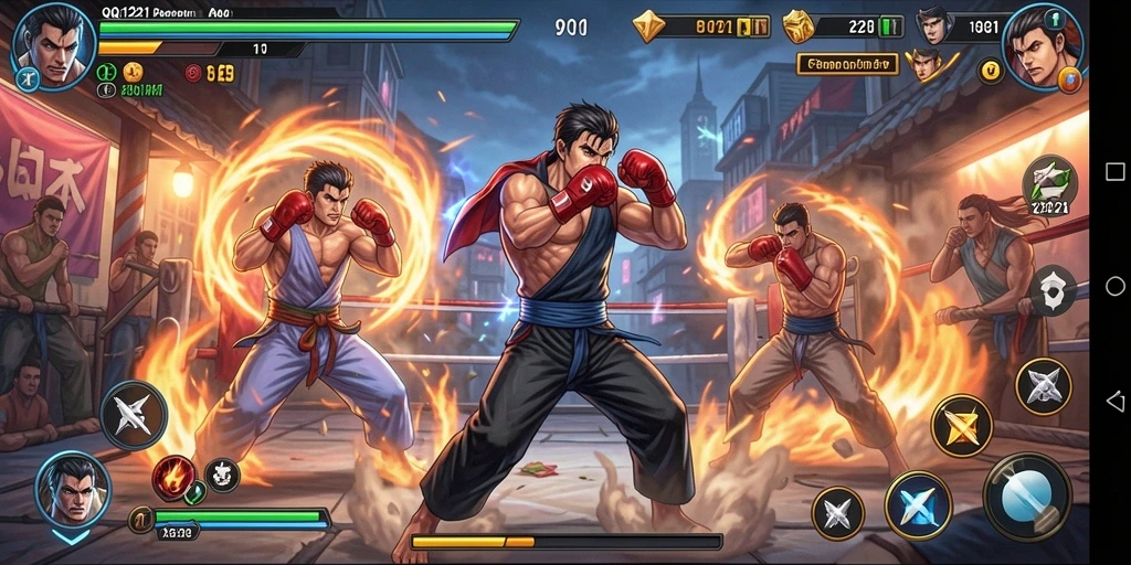 Tampilan aksi seru dalam gameplay Fighting QQ1221.
