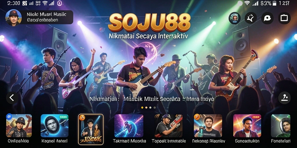 Tangkapan layar gameplay SOJU88 yang menunjukkan keseruan bermain musik.
