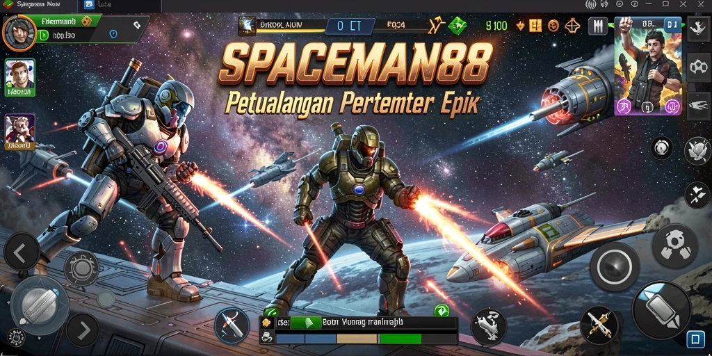 Gameplay seru SPACEMAN88 di medan pertempuran luar angkasa.
