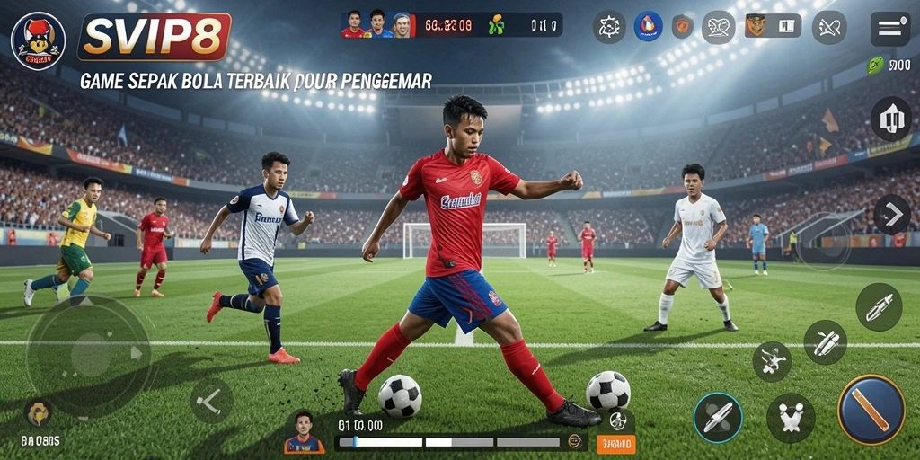 Tampilan gameplay SVIP8 yang mendebarkan saat pertandingan sepak bola.