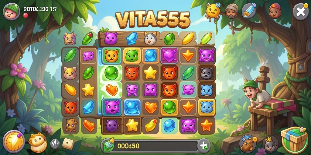 Tampilan gameplay VITA555 yang penuh warna dan seru.